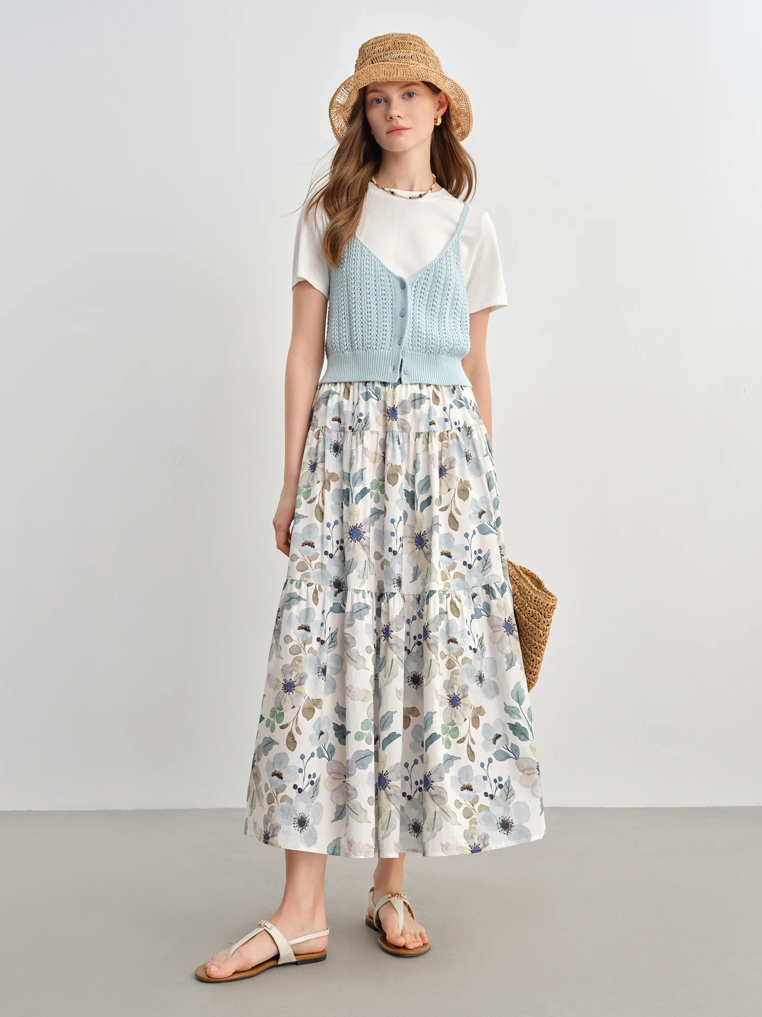 DUSHU femmes Simple tissé T-shirt bretelles costume 2025 été nouvelle mode mince deux pièces costume 25DS82766