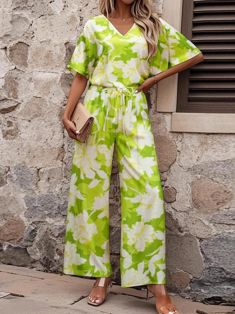 

Женские комплекты из 2 предметов, лето-осень 2025 года, костюм с цветочным принтом, рубашка, блузка, топы и брюки, костюмы, комплект из двух предметов, спортивный костюм, наряд