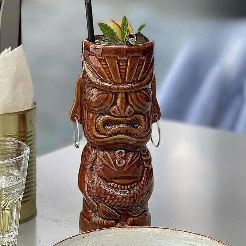 

Tiki Mug Wine Cup Home Decoration Accessories Figurines Christmas Decoration Ceramic Mug Home Decor Cocktail Cup Halloween Gift