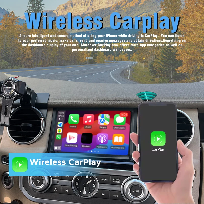 Wireless CarPlay Android Auto Adapter for Land Rover Discovery 4 Denso Plug&Play Mirror Link AirPlay Navigation DVD OEM Controls