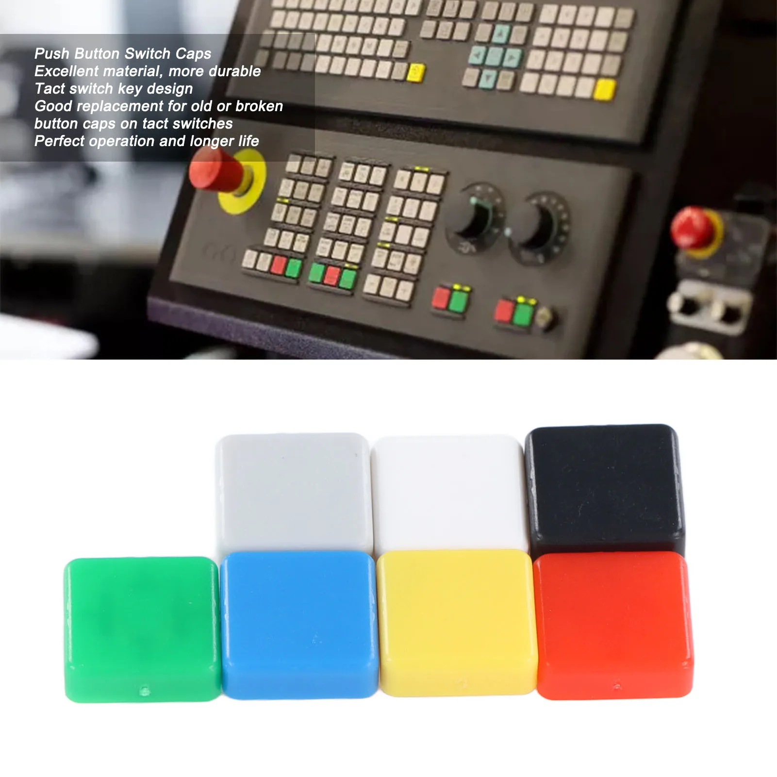 350 Uds. Tapa de interruptor de botón táctil Control táctico momentáneo Industrial cuadrado recto 7 colores A14