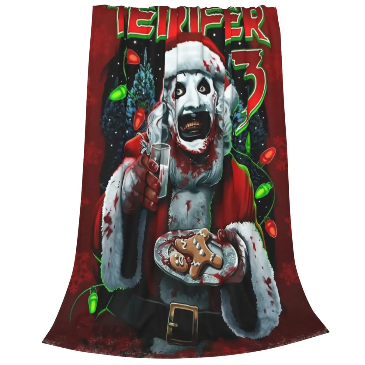 Terrifier 3 Christmas Blanket Velvet Spring/Autumn Halloween Clown Portable Thin Throw Blanket for Sofa Travel Bedspreads