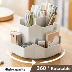 New 360°Rotatable Pen Holder Large Capacity Desk Pencil Storage Box 9-Grid Stationery Organizer School Office Pen Stand