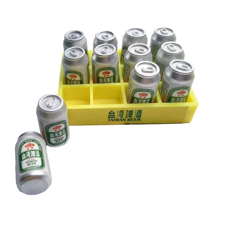 Gran oferta, 1 Juego, lata de cerveza en miniatura para casa de muñecas 1:6, Mini botella de bebida con caja, modelo de cocina, decoración, juguete, accesorios para casa de muñecas