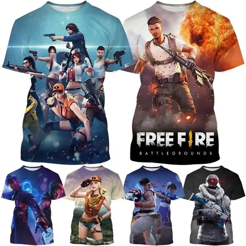 Hot Game Free Fire Graphic Tshirts For Men Women 3D Printed Unisex Cool Casual Crew Neck Tee Top Kids Hip Hop T-shirt Streetwear