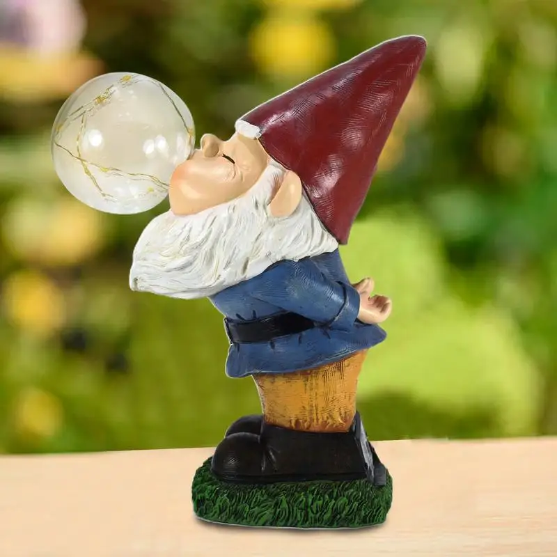 Gnome Garden Decor Waterproof Colorful Garden Statues Outside Statues Gnome Figurines Funny Solar Garden Decor For Terrace Lawn