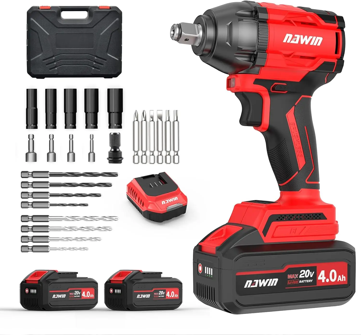 

Cordless Impact Wrench, 258Ft-lbs & 350Nm Power Impact Socket Set, 1/2 inch, Multi-Speed Adjustment, Led Light, 20V Impact Wrenc