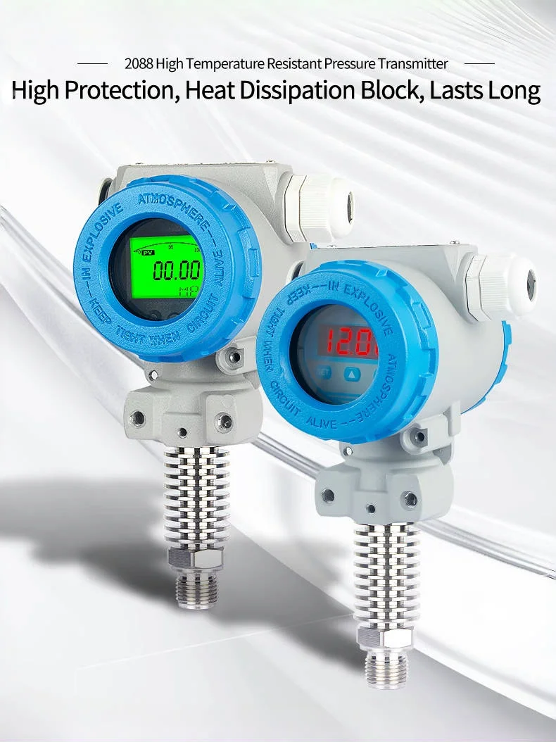 G3/8 Thread High Temperature Pressure Sensor Digital LCD DC24V Transmitter 0-60Mpa 2088 Ex-proof Pressure Transducer