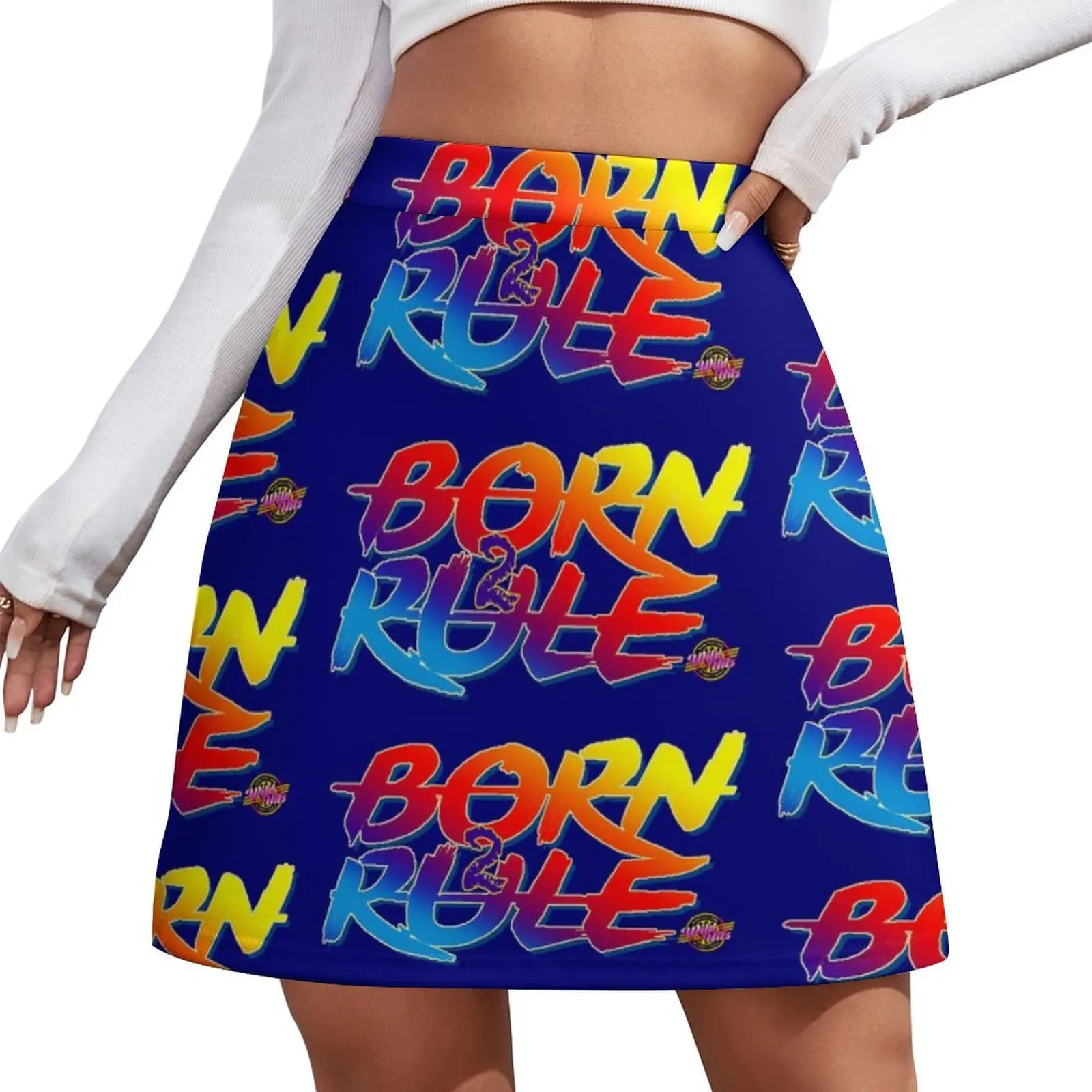 

Born to Rule Rainbow Statement Mini Skirt Miniskirt woman Clothing female women's summer clothing 2025 Mini Skirt