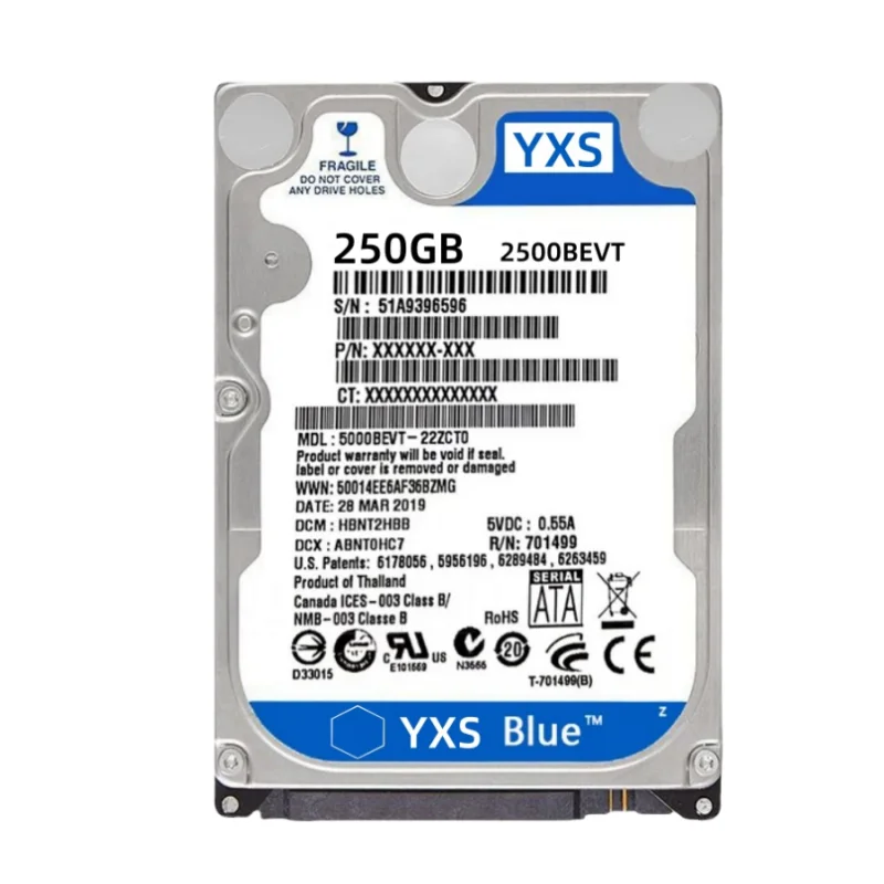 Disque dur HDD SATA 160 Go/250 Go/320 Go/500 Go/1 To 2,5 pouces pour ordinateur portable