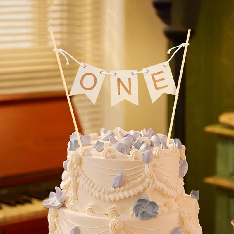 YOMDID Neue Holz EINjährige Geburtstagstorte Topper EIN Kuchen Flagge Kinder Erster Geburtstag Baby Shower Party Kuchen Dekorieren Lieferungen – Detail 6