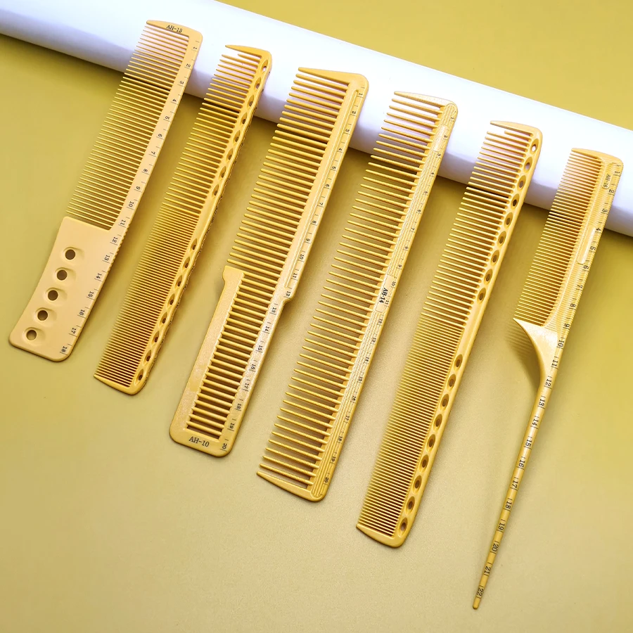 Six-Piece Set of Graduated Size Hair Cutting Combs, Available in Five Colors, a Must-Have Hairdressing Comb Set for Salon Stylists