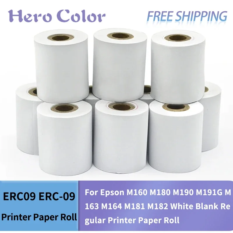 1Roll ERC-09 ERC09 White Blank Regular Printer Paper Roll for use in Fit For Epson M160 M180 M190 M191G M163 M164 M181 M182