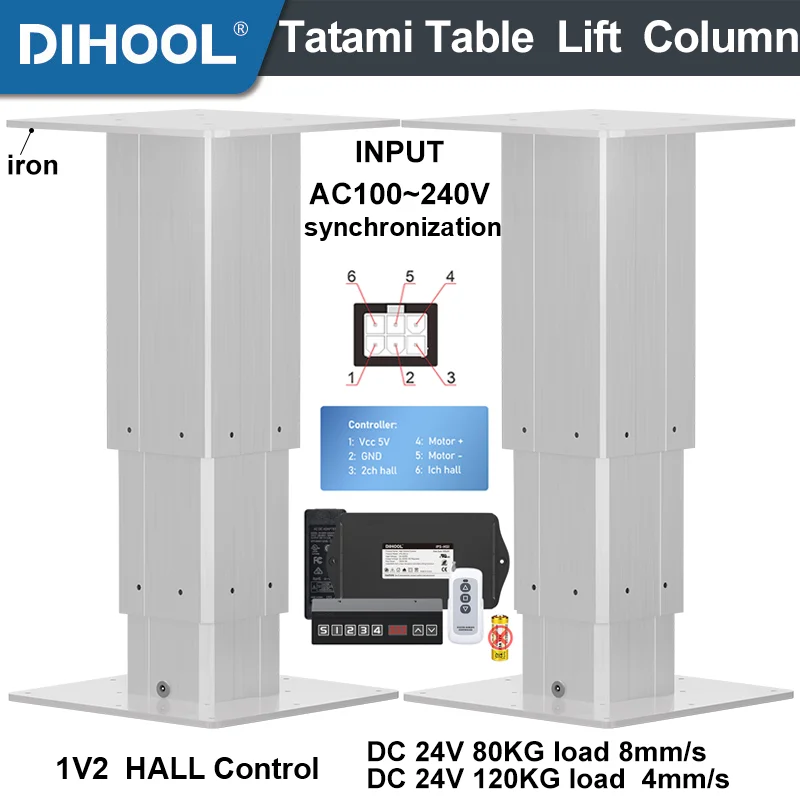 Electric lifting Column Hall 1v2 Motors  Control Tatami Tabletop Lifting Platform High Memory Smart Setting Adjustment