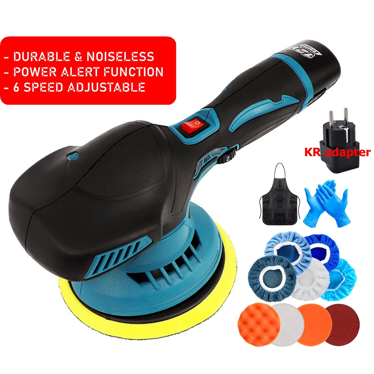 VIP 12V Cordless Car Polisher 6 Speed Adjustment Electric Dual Action Car Polishing Machine & Waxing Power Tools KR Adapter