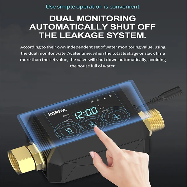 IMRITA Control remoto inteligente WIFI, Control de flujo de consumo de agua, Detector de solenoide de fuga de presión de agua, válvula de cierre