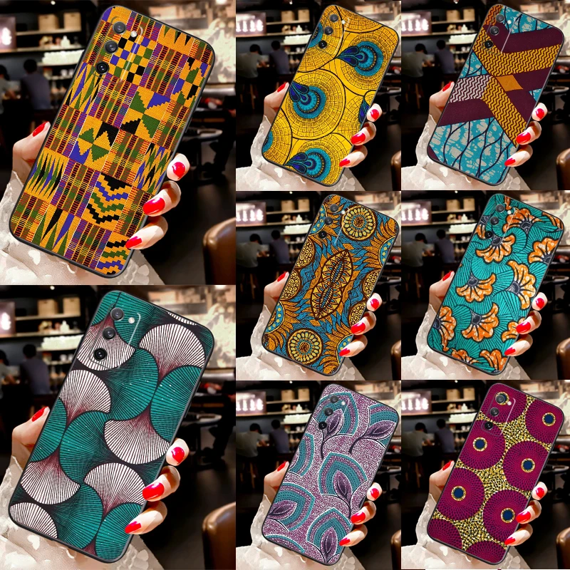 

African Wax Fabric Case For Samsung Galaxy S25 Ultra S23 S20 S21 S22 S24 FE S9 S10 Plus S24 Ultra Phone Cover