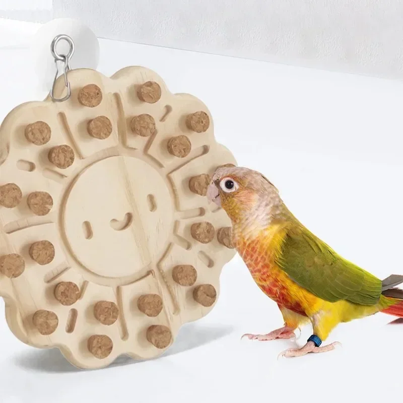 Bird Toy Parrot Pecking Toy Birdcages Block Grinding Cork Toy Small Bird Cage Puzzle for Lovebirds Conures