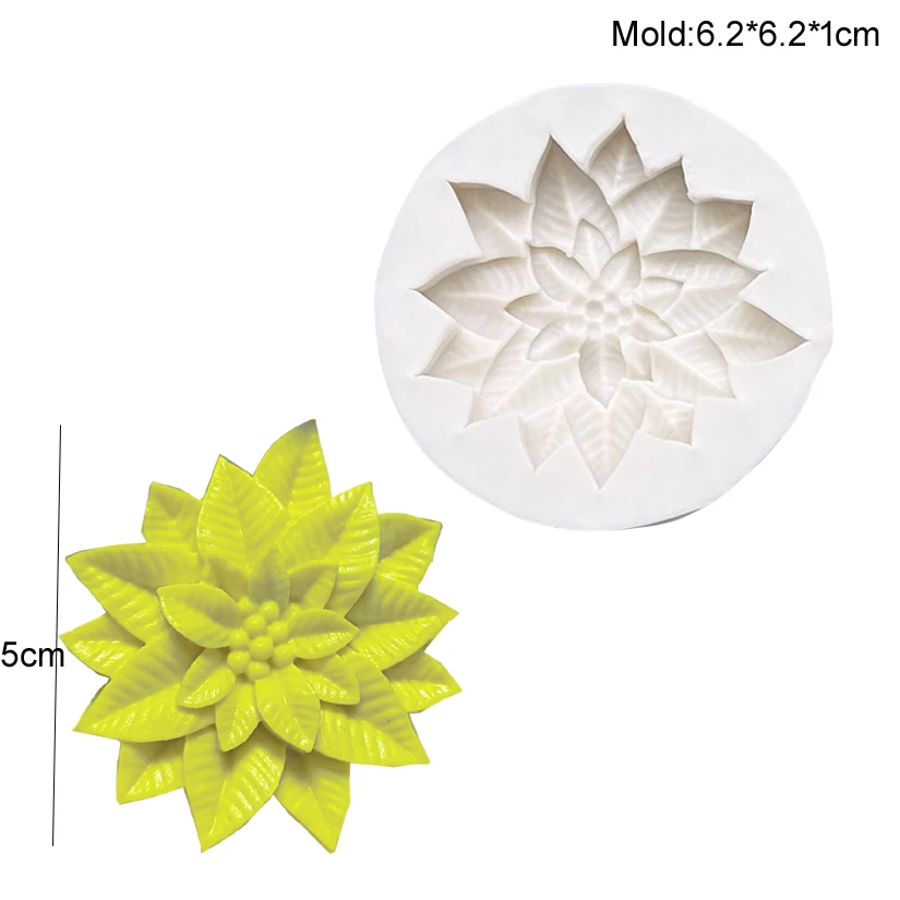 Poinsettia Christmas Flower Silicone Sugarcraft Mold Resin Tools Chocolate Cupcake Baking Mould Fondant Cake Decorating Tools