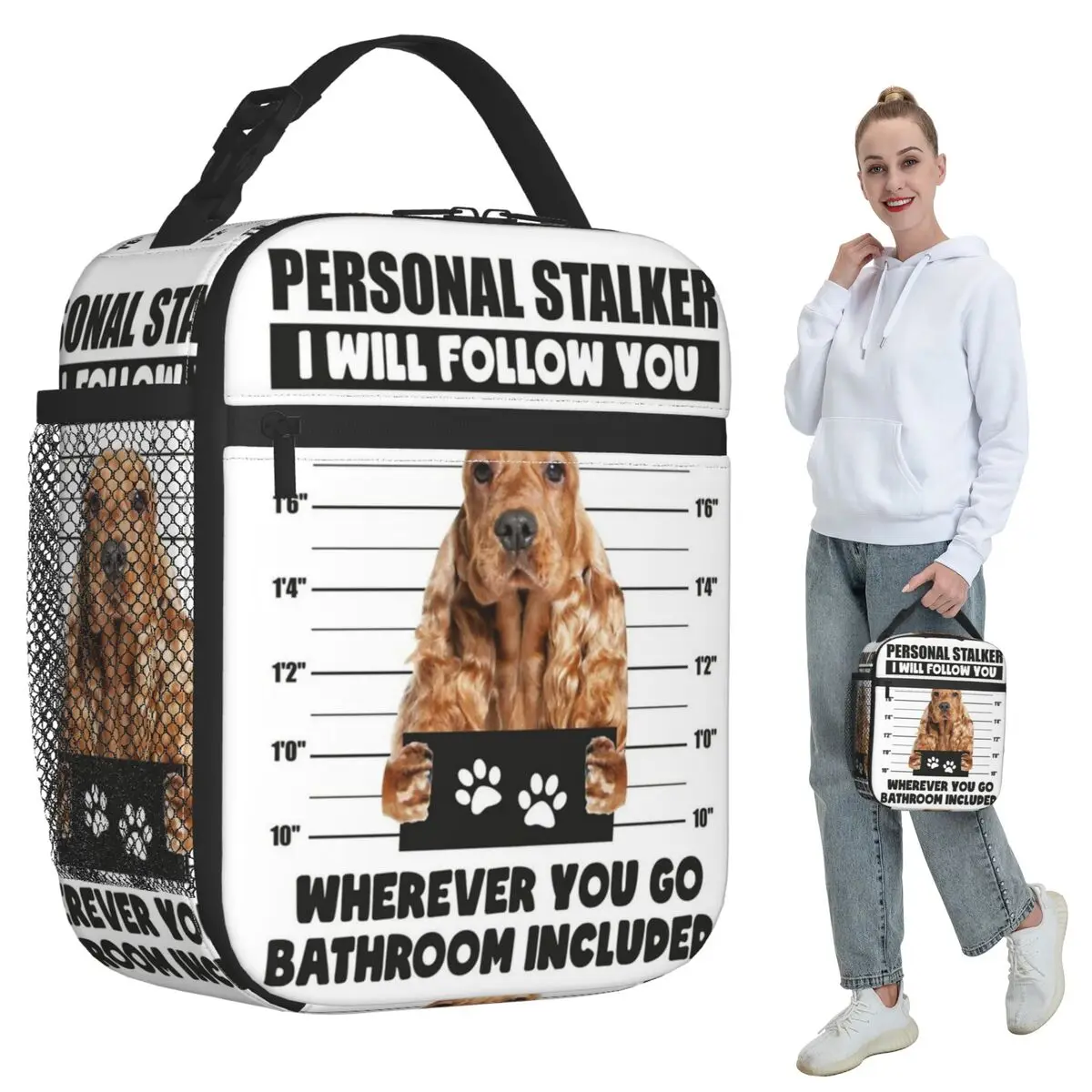 Funny English Cocker Spaniel Puppy Sayings Insulated Lunch Bag Cooler Thermal Food Box Tote Portable Lunch Boxes Container