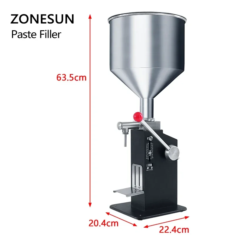 ZONESUN Manual Paste Filling Machine Cosmetic Cream Gel Honey Bottle Filler Food Packaging Sauce Peanut Production ZS-MGT1S