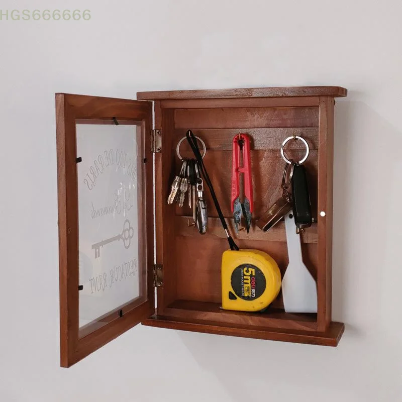 Scatola portaoggetti per chiavi in legno massello Porta da appendere alla parete Portachiavi creativo per ingresso domestico Soggiorno Finitura decorativa Tocco