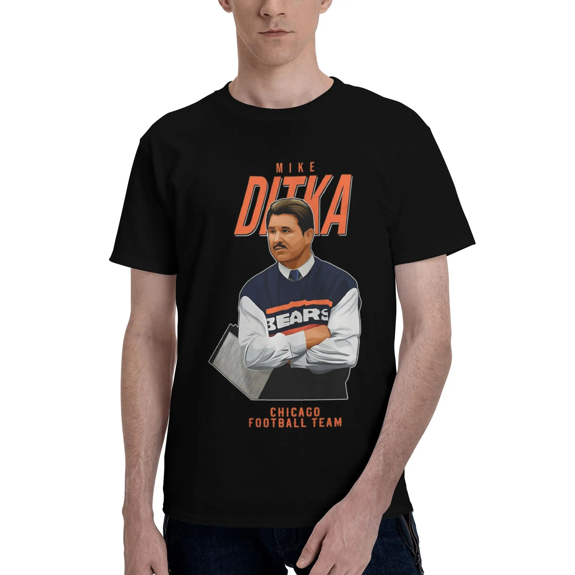 Men Women Printed RIP Mike Ditka  T Shirt Tee Pure Cotton  T-shirts Clothing