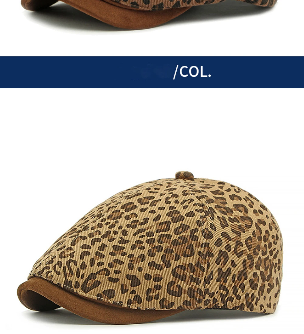 HT4791 Berets Frühling Herbst Hut Männer Frauen Leopard Achteckige Flache Kappe Künstler Maler Baskenmütze Hut Männlich Weiblich Einstellbare Baskenmütze Kappe – Detail 13