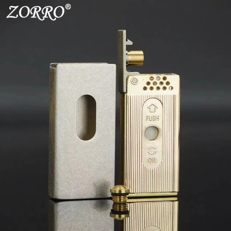 Rare Upward Slide Fuel Lighter Automatic Ignition Gasoline Smoking Lighter Brass Inner&Zinc Alloy Shell New Design Men Gift