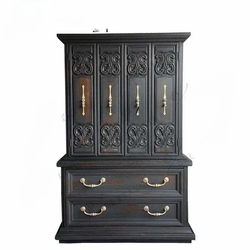 

Retro style hand-carved multi-functional locker locker storage bookcase/living room wine cabinet/