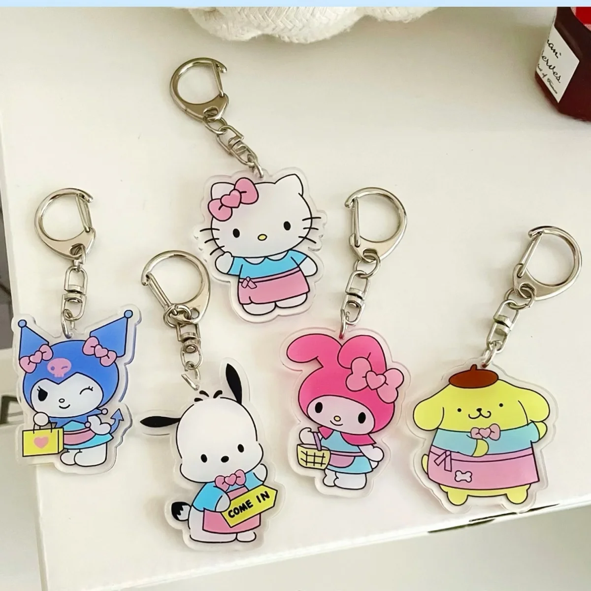 

sanrio keychain kuromi cartoon cute hello kitty schoolbag acrylic pendant student keychain birthday gift doll accessories