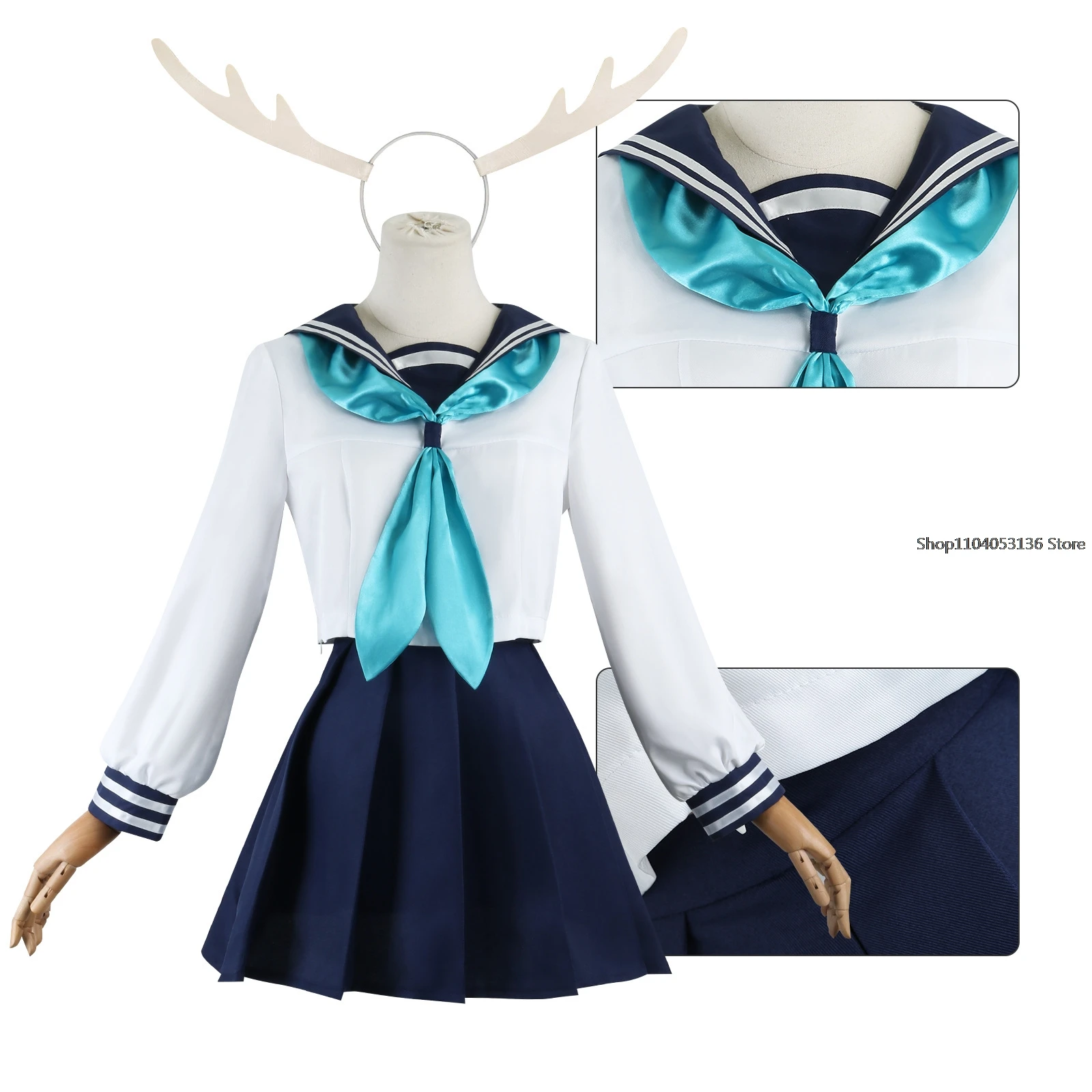 Noko Shikanoko Toriko Koshi Cosplay Costume Anime My Deer Friend Nokotan JK Sailor Skirt Headband Stockings Halloween Party Girl