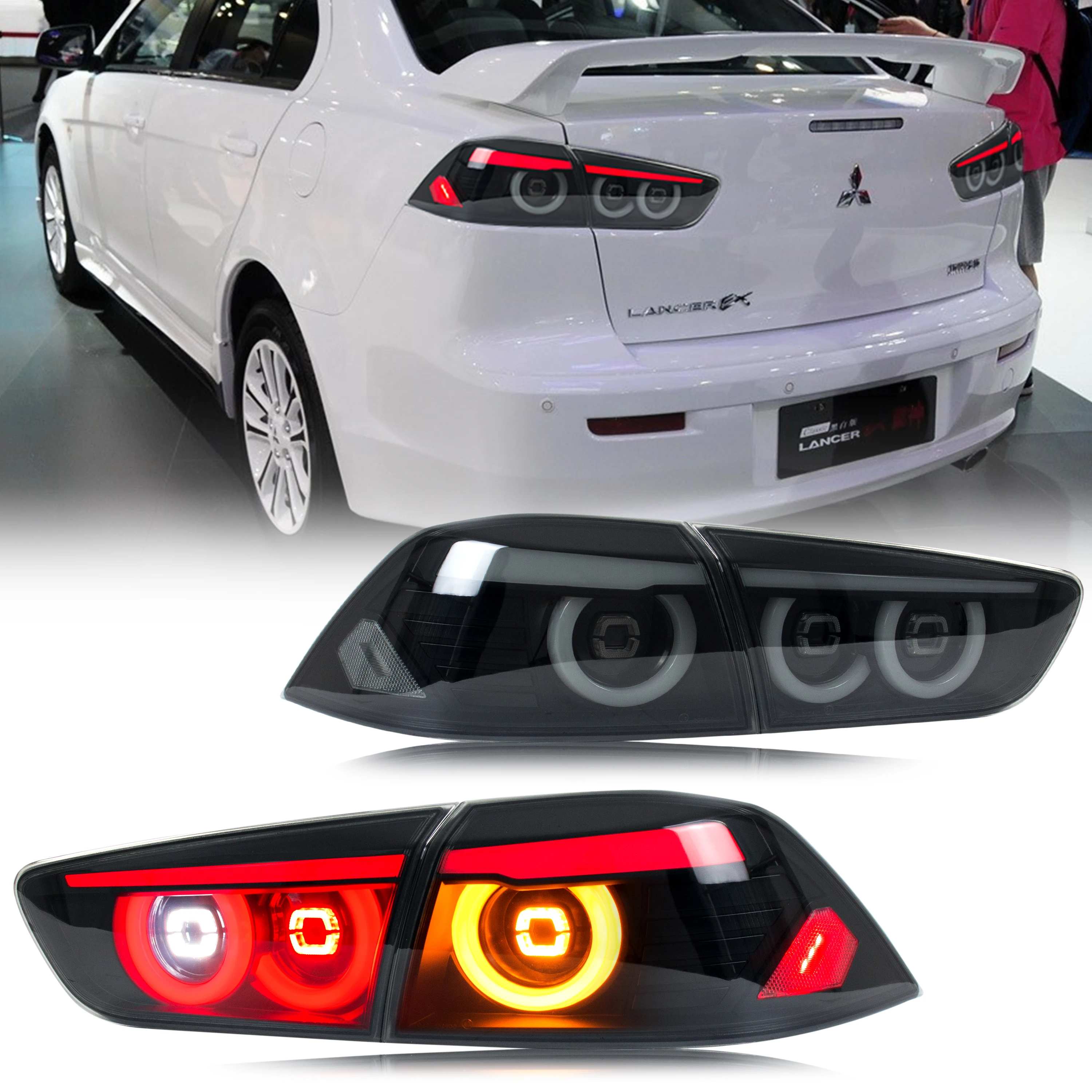 

LED Tail Lights for Mitsubishi Lancer 2008-2017 VIII EVO X Saloon Start-up Animation Sequential Signal Rear Lamps Assembly