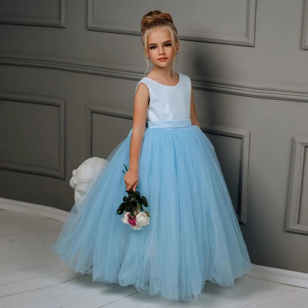 

GUXQD Fashion Ball Gown Baby Flower Girl Dresses Tulle Children Wedding Party Prom Birthday Gowns