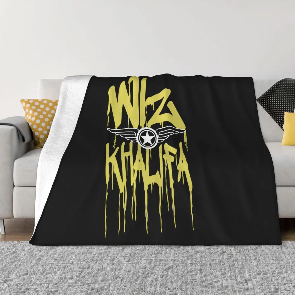 Rare Vintage Wiz Khalifa Large Black Yellow Pittsburgh 011119B Customiz Many Colors Throw Blanket