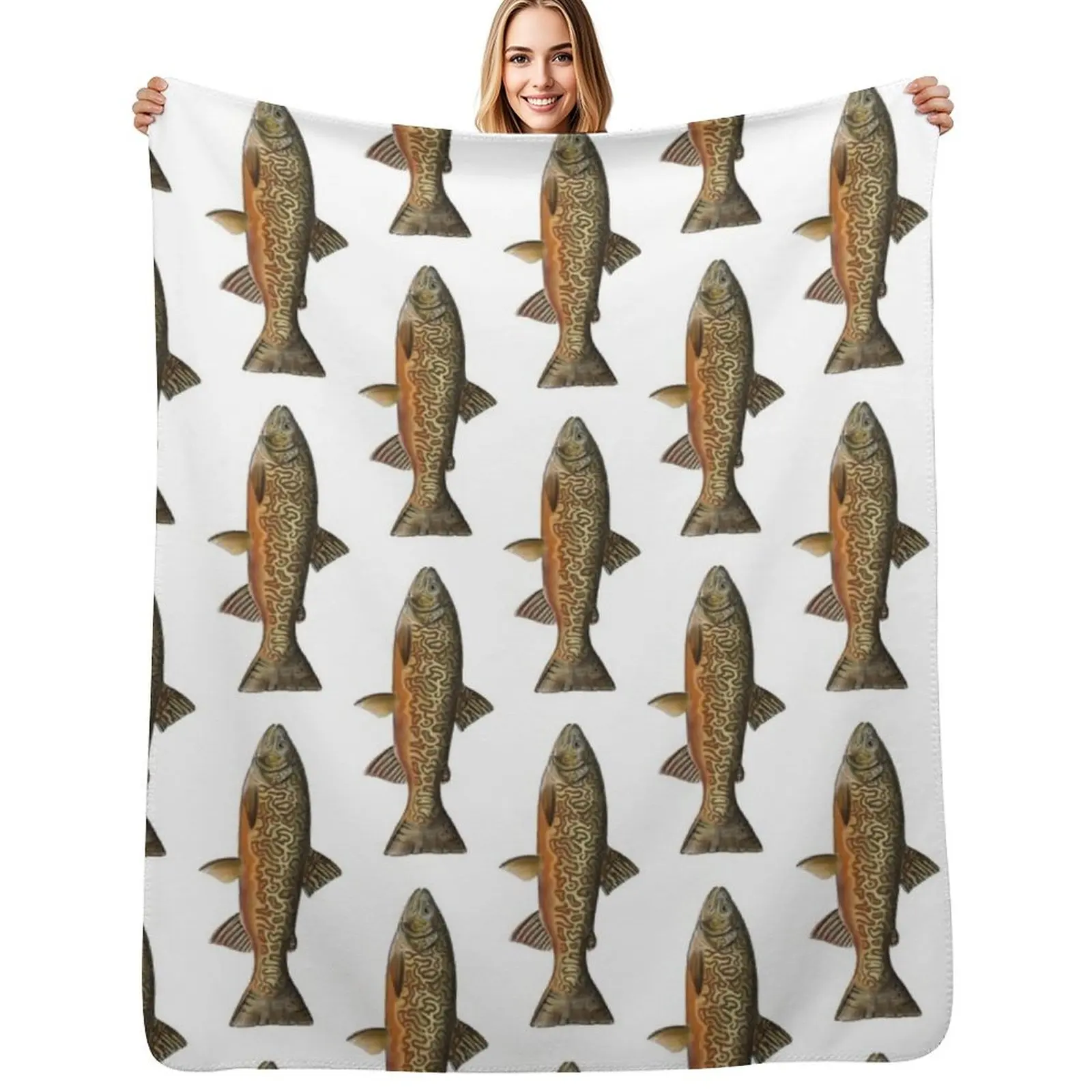 

Tiger Trout Throw Blanket Lightweight Warm Blanket for Travel Camping