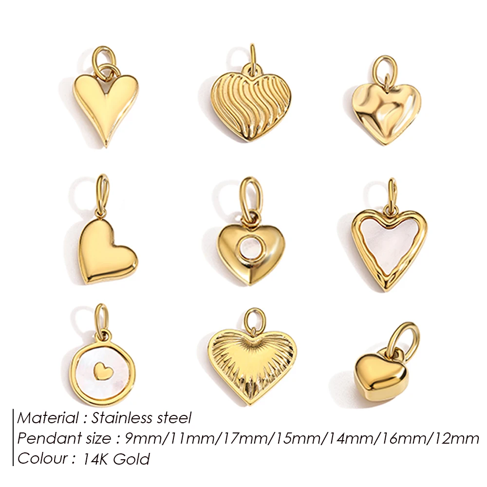 eManco New DIY Stainless Steel Stereoscopic Heart Pendant Gold-plated Women's Jewelry Accessories Wholesale