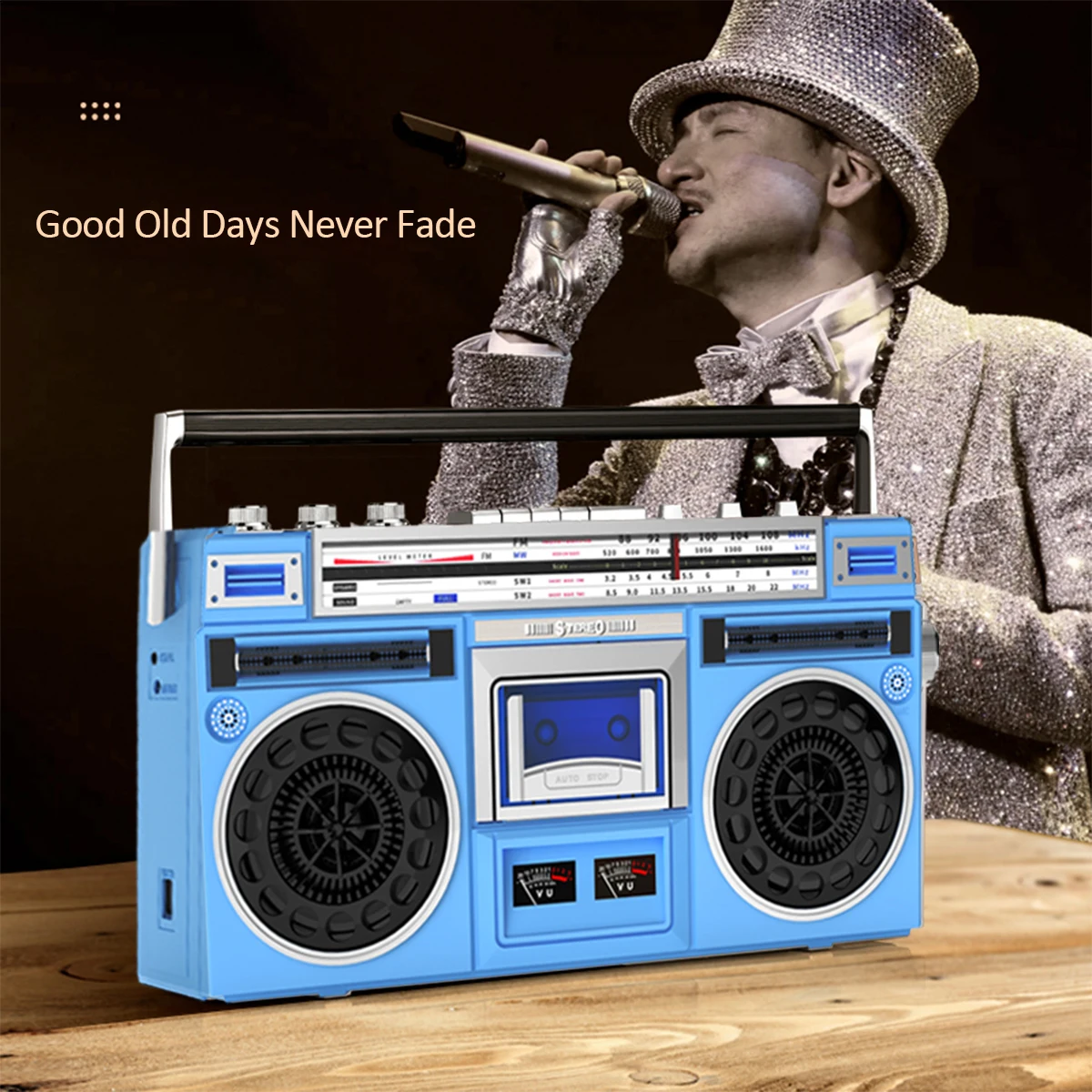 Boombox-Enregistreur de lecteur de cassette radio, diffusion sans fil, USB, emplacements Micro SD, conversion de cassettes en USB, AM, FM, SW1, SW2