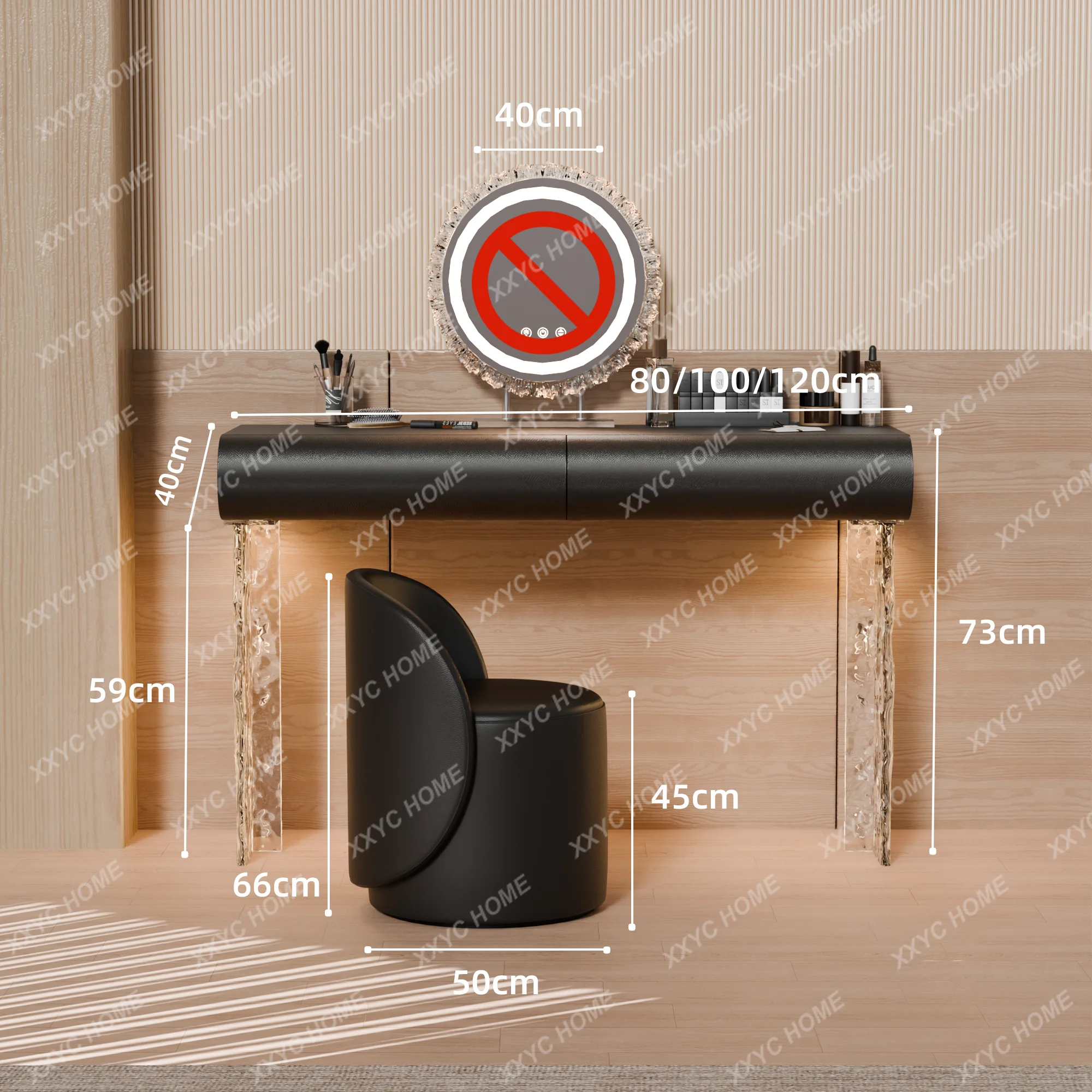 

retro small apartment household bedroom acrylic cat paw leather cosmetic table