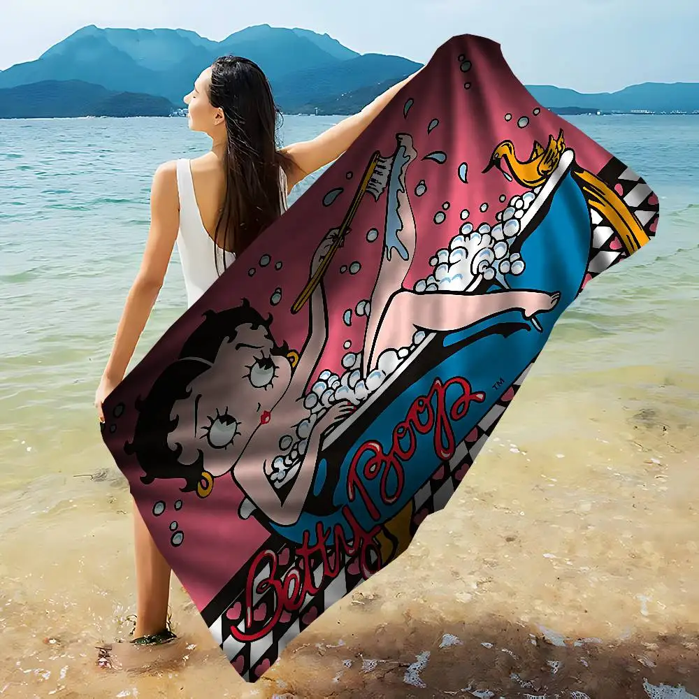 Vintage Cartoon B-Betty Boop Microfiber Printed Beach Towel Mountain Climbing Yoga Beach Swimming Running Absorbent Soft Towel