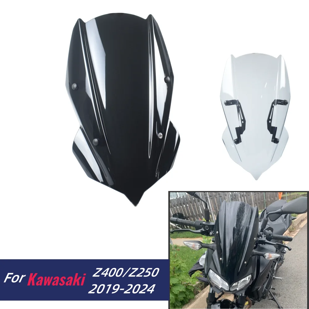 Z250 Z400 Parabrezza Parabrezza Per Kawasaki Z 400 250 ABS 2019 -2024 Moto Aria Vento Deflettori Schermo Scudo Accessori