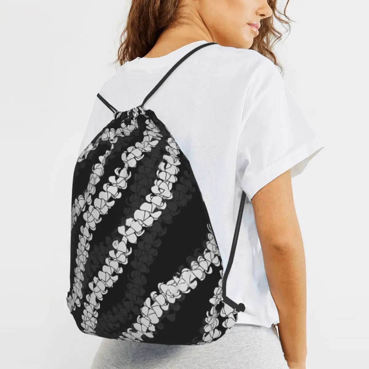 Puakenikeni Single Leis On Turquoise Backpacks Multi-function Drawstring Bundle Book Bags for Man Woman Students