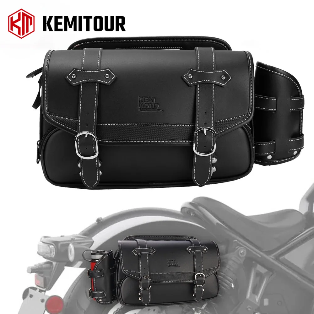 Motorcycle Saddle Bags 9L PU Waterproof Saddlebag Universal for Honda Rebel 500 1100 300 For Yamaha XVs 1100 MT07 For Kawasaki