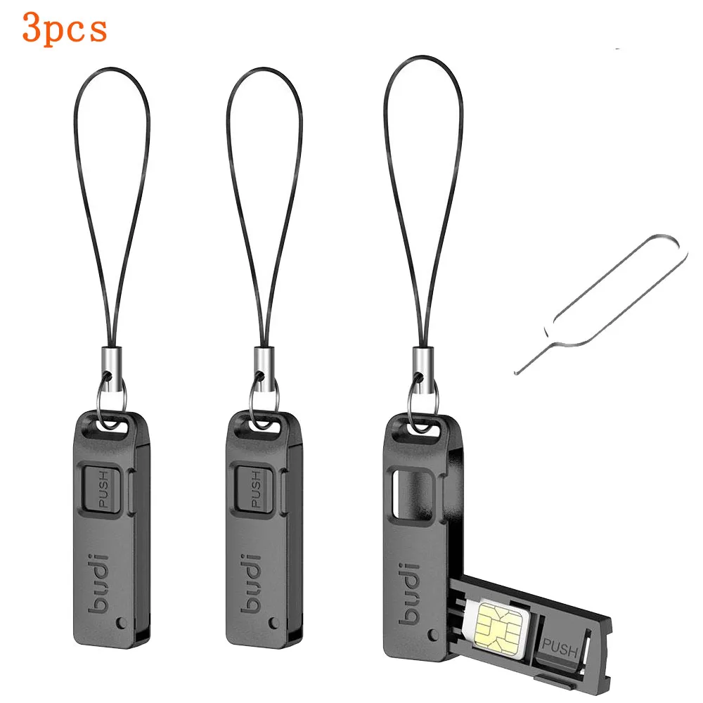 3pcs Multi-function Card Slot Storage Box TF SIM Card Ejector Storage Slot With Lanyard Anti-lost SIM Card Removal Needle Pin