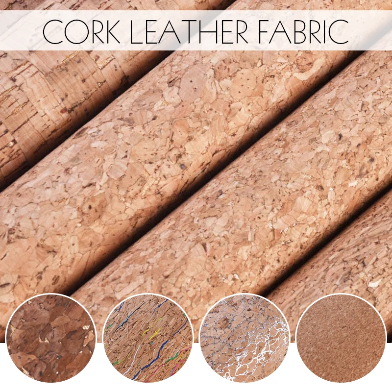 90x140cm 0.5mm Natural Cork Leather Fabric Wood Grain Fabric Soft Material For Upholstery Background Shoes Handbag Decor Crafts