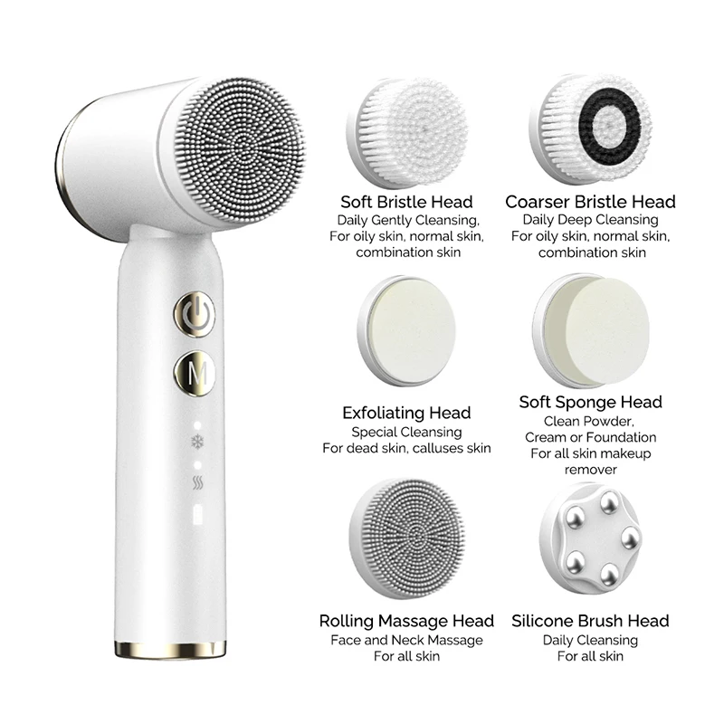 Daily Rechargeable Makeup Remover Massage Face Cleaning Brush Skin Spa Electric Facial Cleansing Spin Roller Sonic Massager