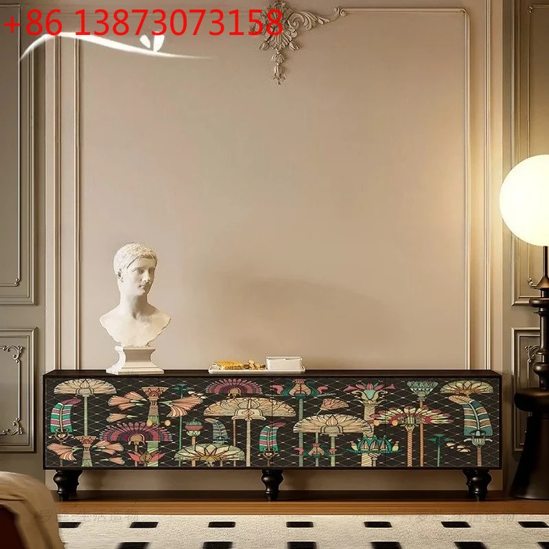French retro style solid wood TV cabinet entry living room storage decorative cabinet