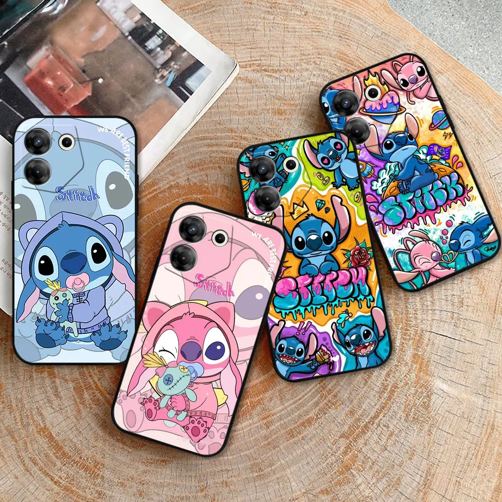 Disney Lilo Stitch Angel Phone Case For Infinix Tecno Camon 20 19 16 Pova 6 5 4 Neo 2 Smart 8 7 6 5 Zero 30 20 8 X Pro 5G Cover