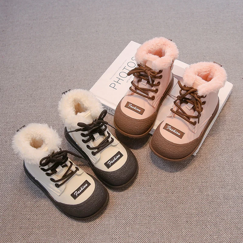 

Children's Winter High Quality Causal Plush Boots Thick Warm Boy Girl Snow Boots Soft-soled Kids Cotton Warm Winter Boots