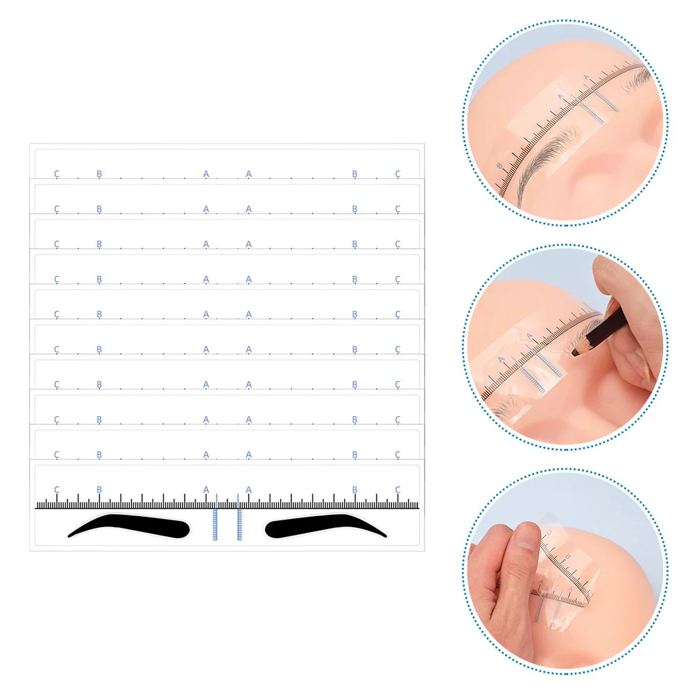 Kit di stencil per sopracciglia da 50 pezzi Strumento di misurazione del modello di adesivi per righello di posizionamento del sopracciglio